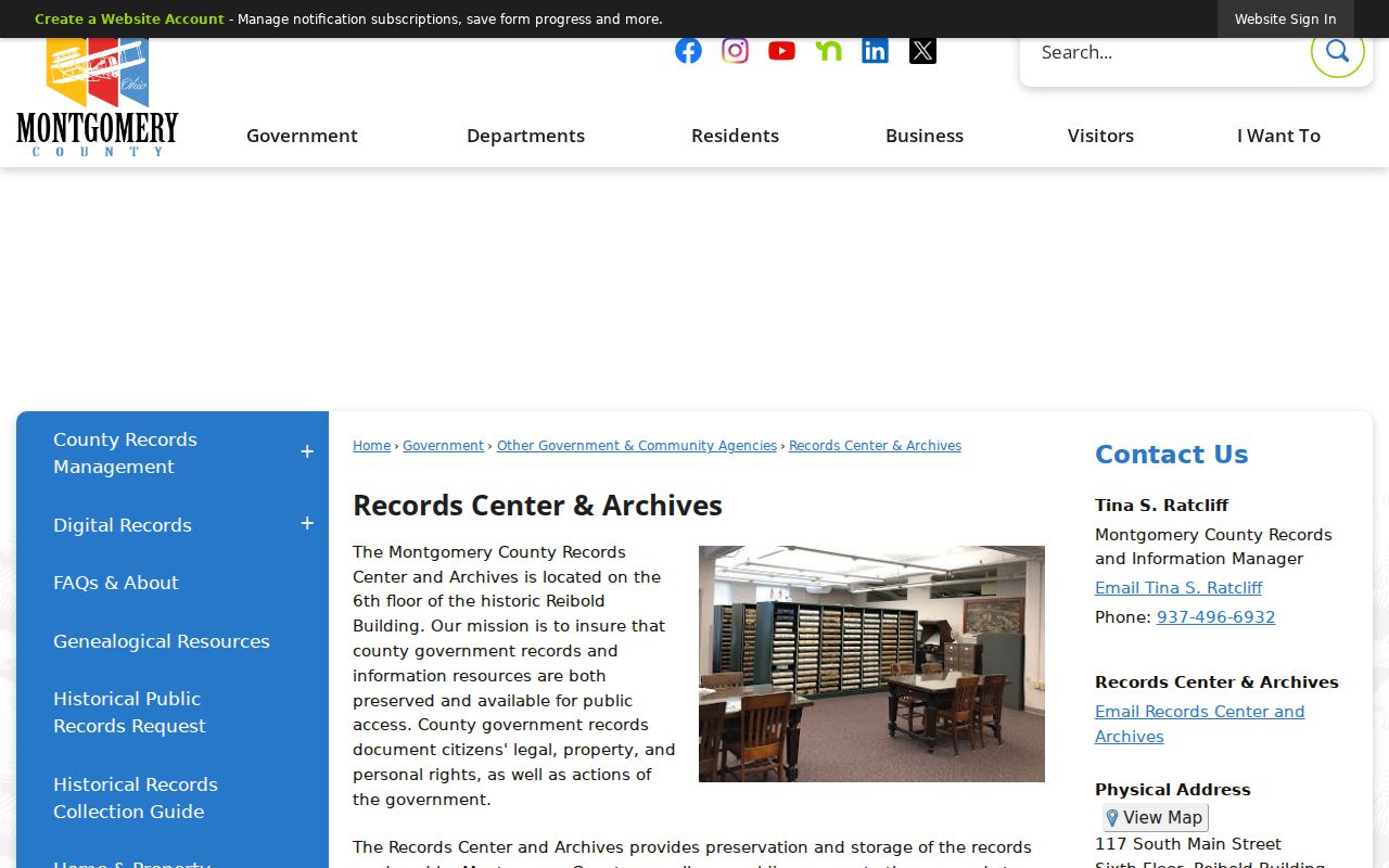 Centerville previous residents Montgomery Records Center and Archives