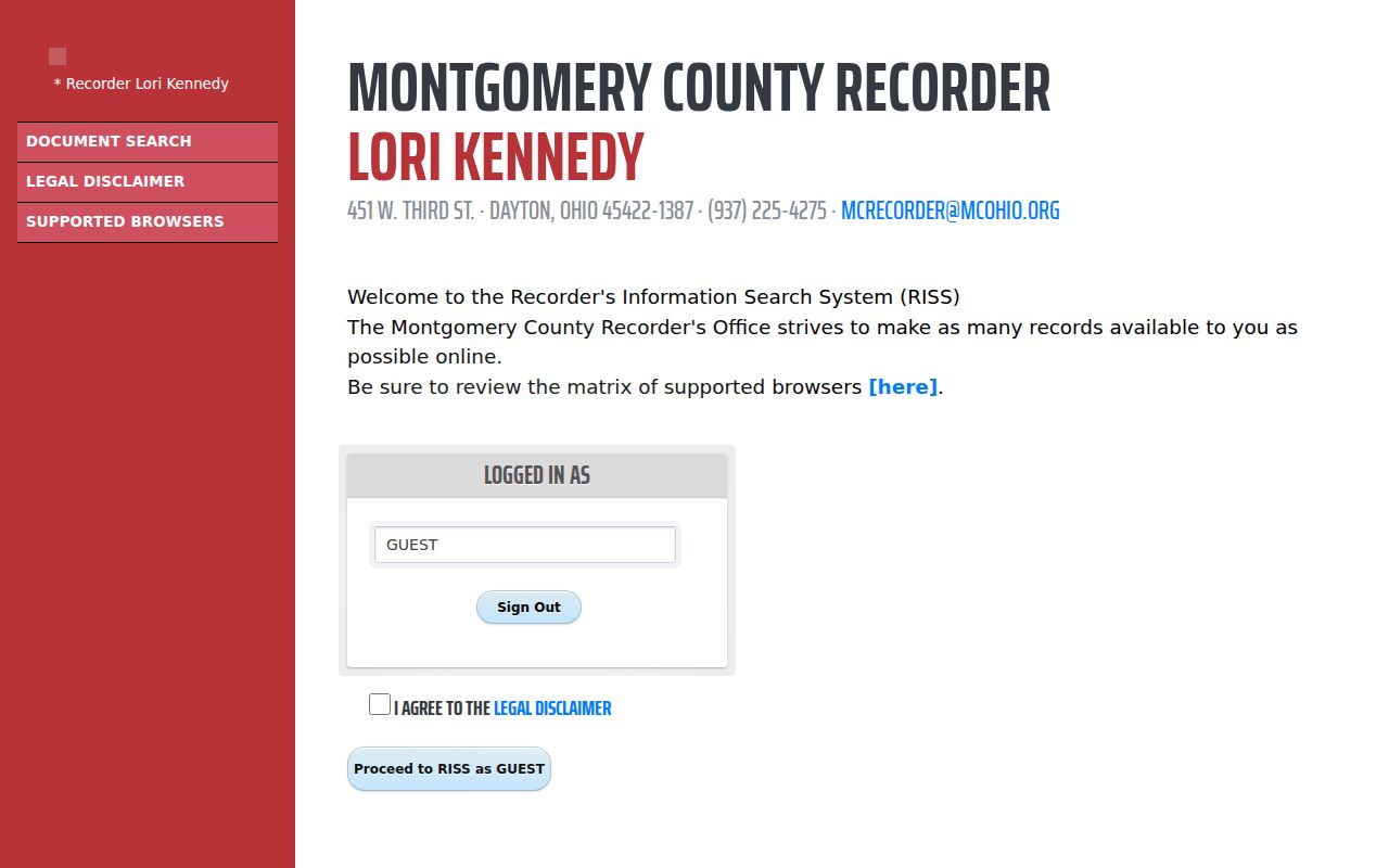 Centerville street directory Recorder municipality search