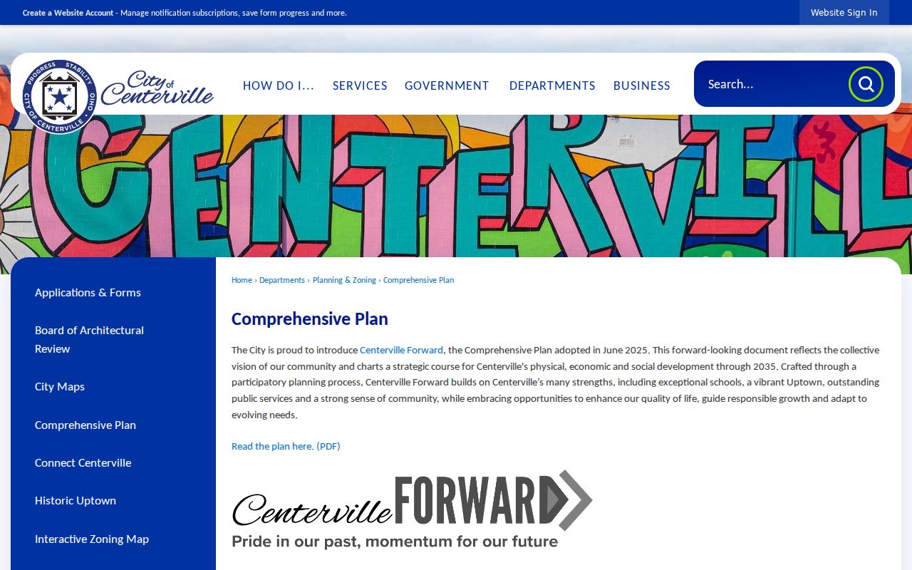 Centerville ZIP code directory comprehensive plan source