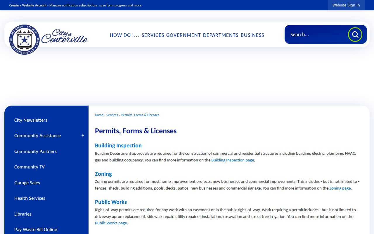 Centerville ZIP code directory address-linked permits source
